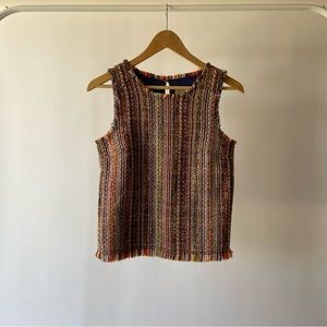 Maeve Anthropologie Colorful Rainbow Tweed Woven Sleeveless Tank Top